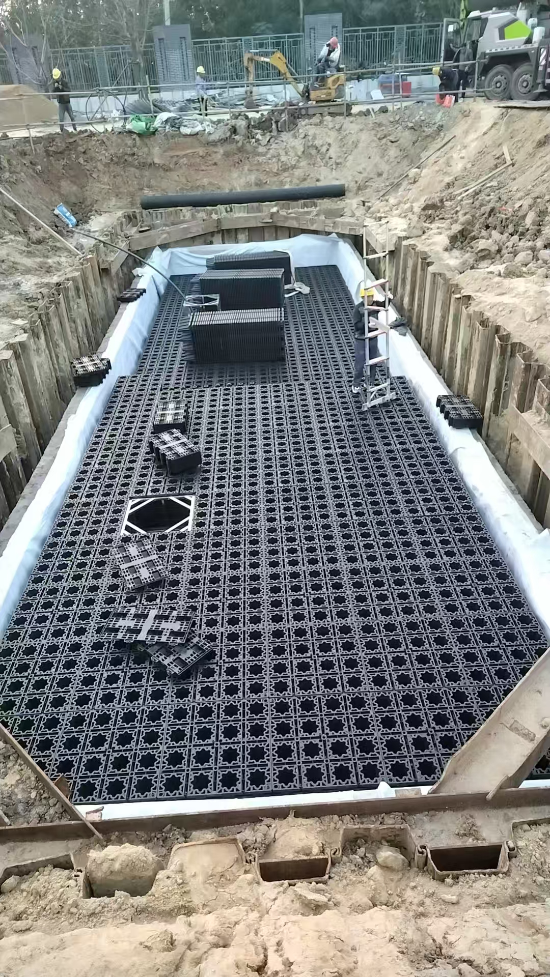 江苏宿迁市雨水收集项目两天施工完成~